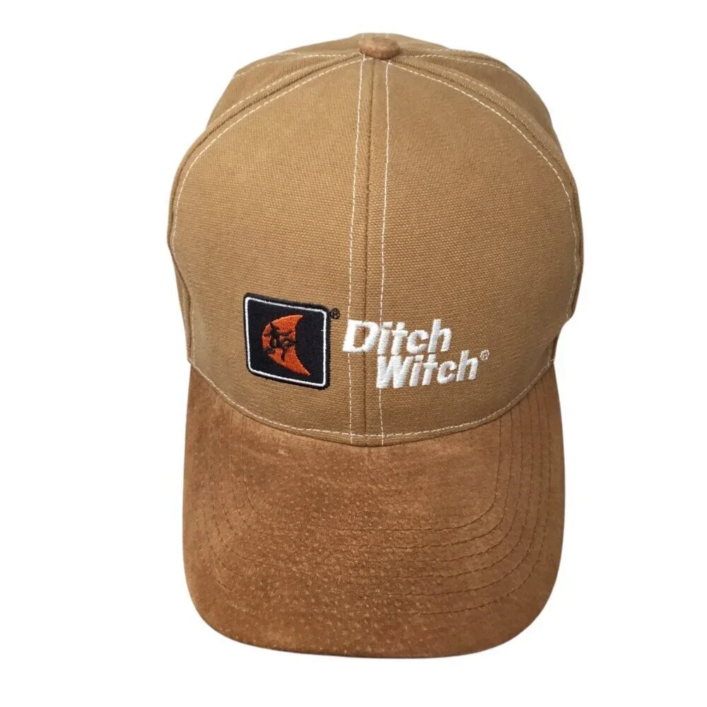 Ditch Witch Men's Hat Baseball Cap Underground Cable Duck Canvas Leather Brim